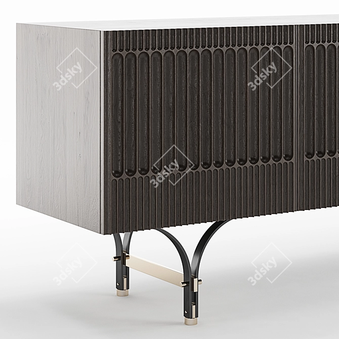 Rustic Wood Vintage Sideboard 3D model image 2