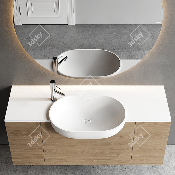 Elegant Viaveneto Soft Vanity Set 3D model image 3