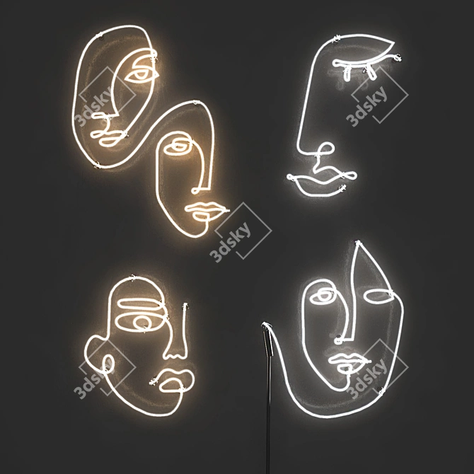 Luminous Sign Set for Modern Interiors 3D model image 3