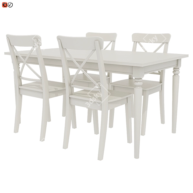 Elegant INGATORP INGOLF Table & Chair Set 3D model image 2