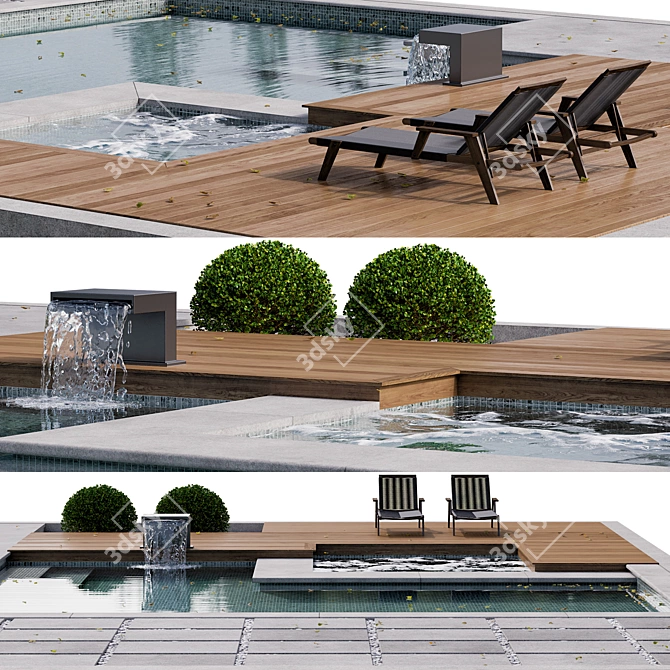 Modern Pool Design: 3D Model 3D model image 2