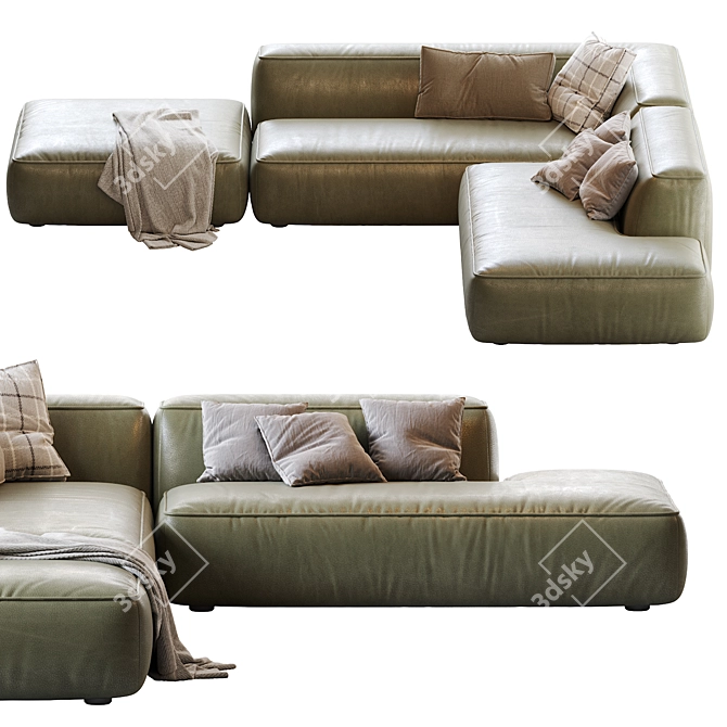 Lema Cloud Leather Sofa: Modern Comfort in Stunning Leather 3D model image 4