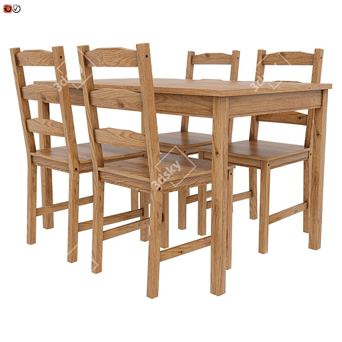 Sleek Scandinavian Table Set 3D model image 1