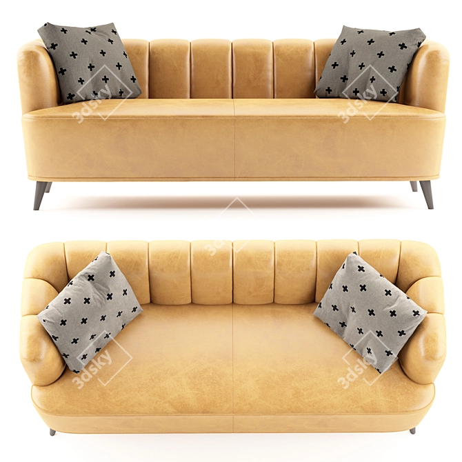 Sunshine Yellow Leather Sofa 3D model image 1