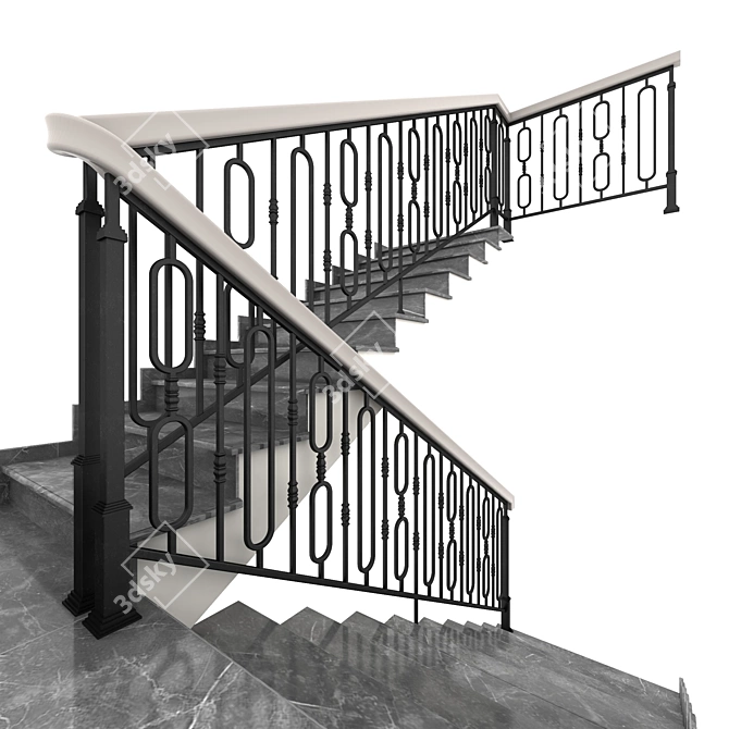 Elegant Wrought Iron Staircase 3D model image 1