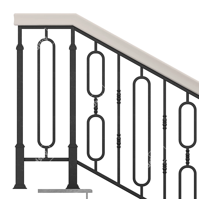 Elegant Wrought Iron Staircase 3D model image 4