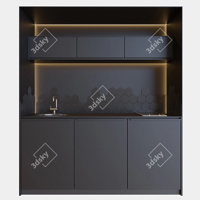 Modern Kitchen 16: Customizable Design 3D model image 1