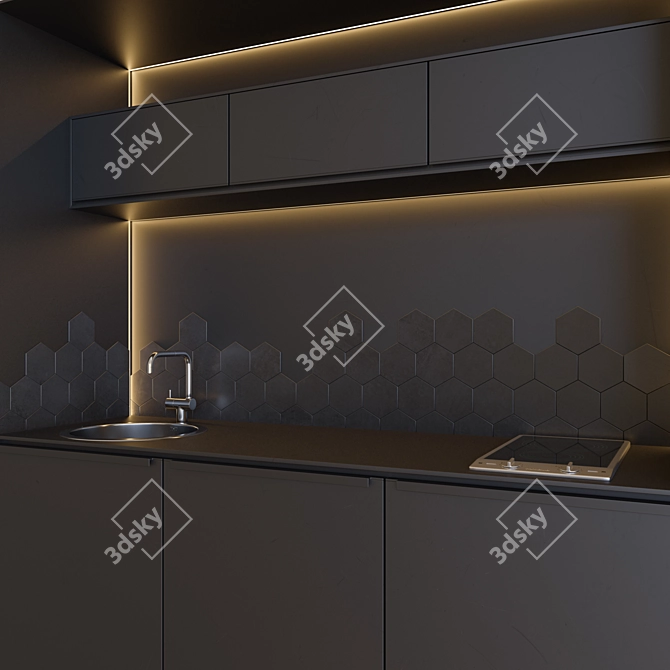 Modern Kitchen 16: Customizable Design 3D model image 2
