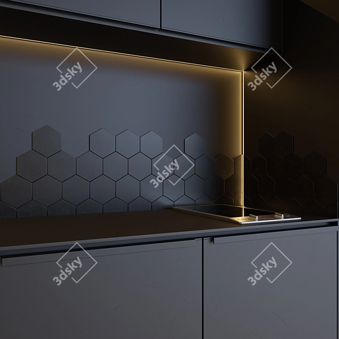 Modern Kitchen 16: Customizable Design 3D model image 3