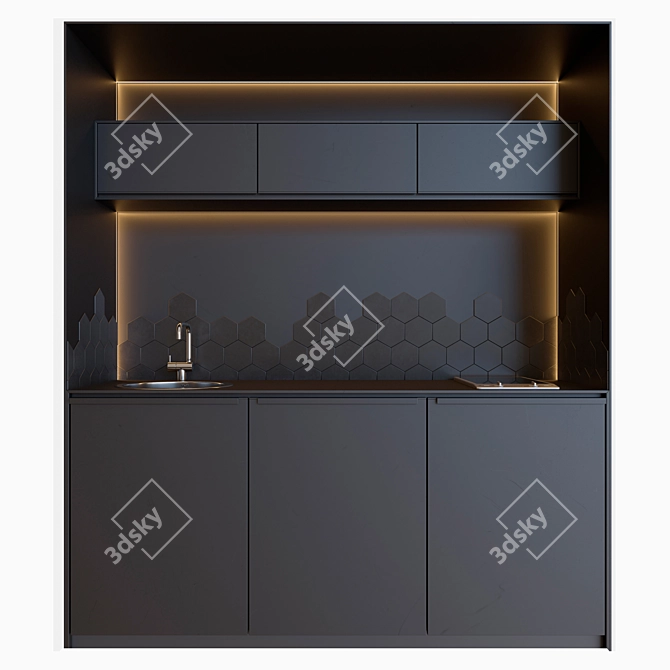 Modern Kitchen 16: Customizable Design 3D model image 5