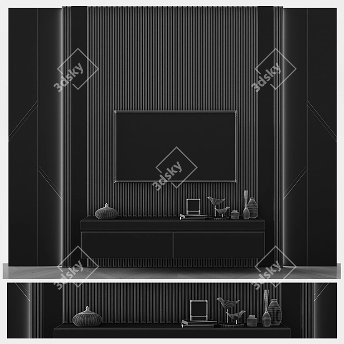 Sleek TV Wall Mount Stand 3D model image 3