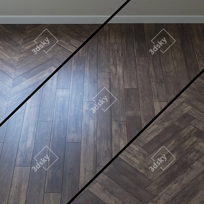 Vintage Oak Parquet Flooring 3D model image 1