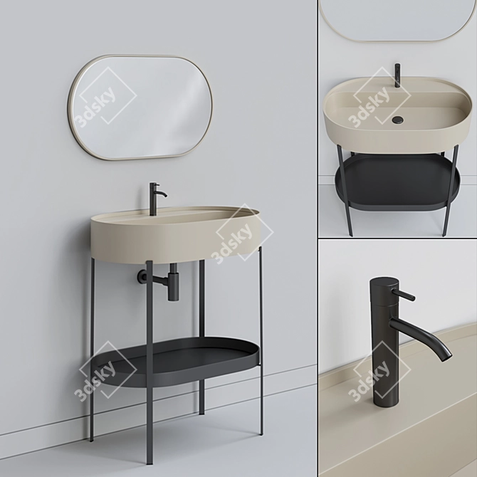 Sleek Oval Washbasin by CONSOLLE 3D model image 1