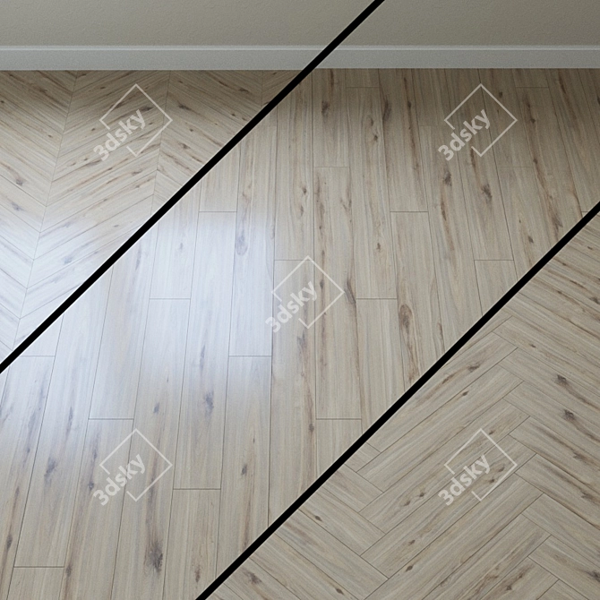 Organic Oak Parquet Flooring 3D model image 1