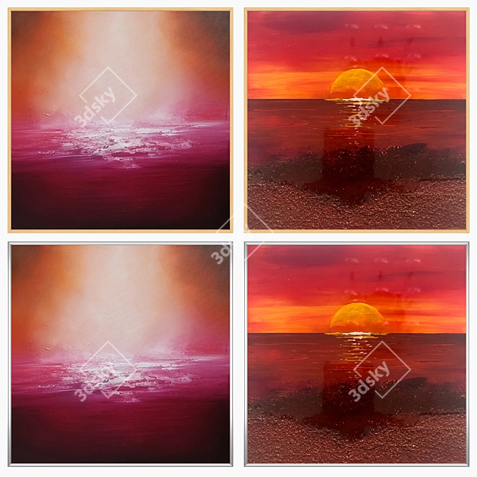 Versatile Wall Art Set: 2 Paintings, 4 Frame Options 3D model image 3