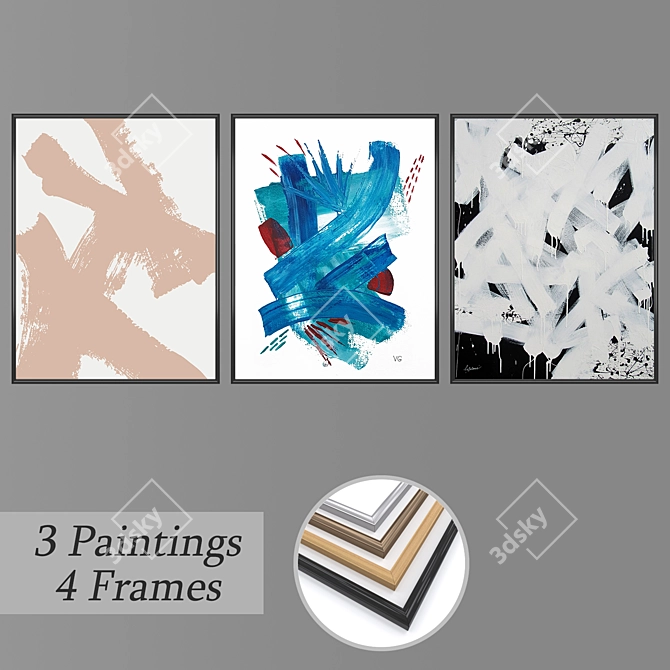 Artistic Collection: Set of Wall Paintings 3D model image 1