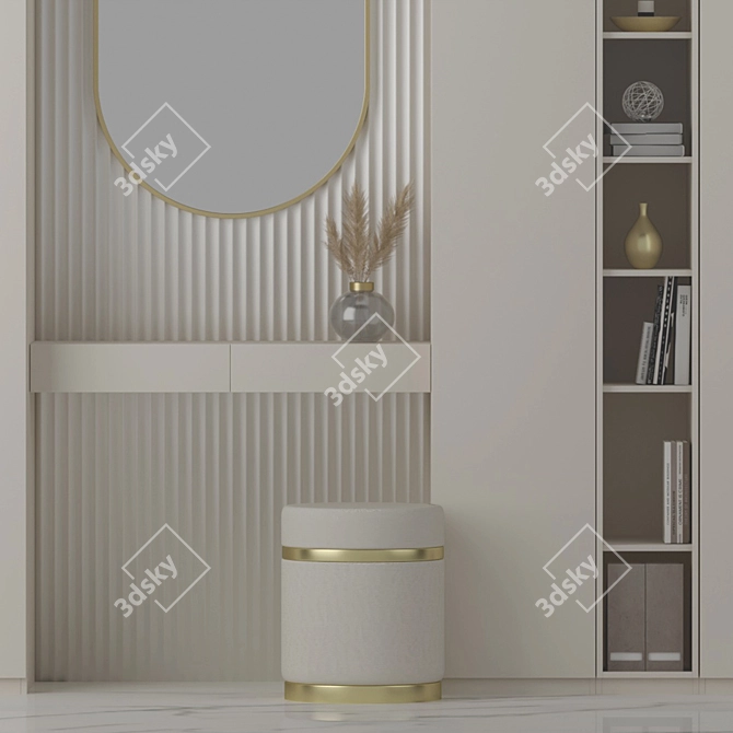 Elegant Vanity Set with Oval Mirror 3D model image 3