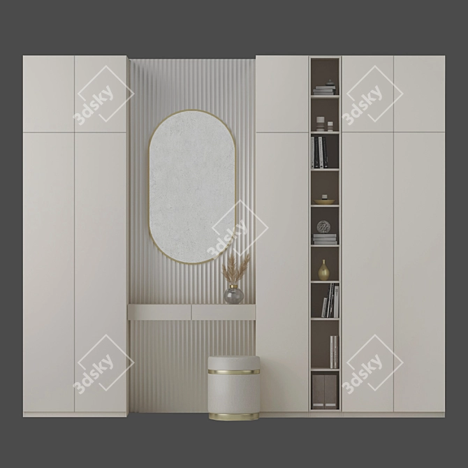 Elegant Vanity Set with Oval Mirror 3D model image 4