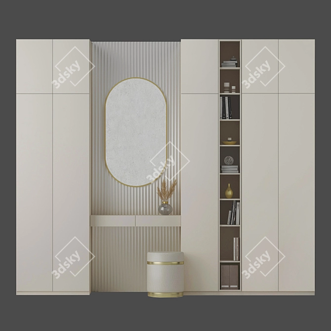 Elegant Vanity Set with Oval Mirror 3D model image 5