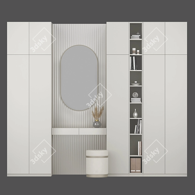 Elegant Vanity Set with Oval Mirror 3D model image 8