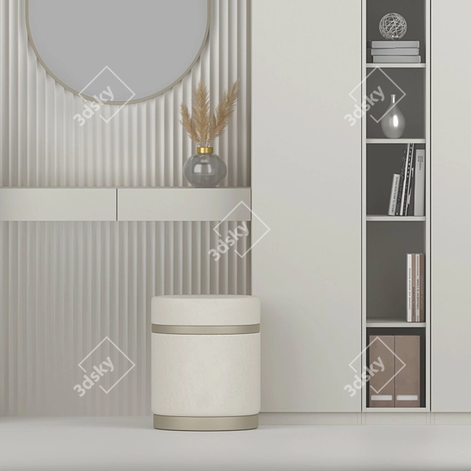 Elegant Vanity Set with Oval Mirror 3D model image 9