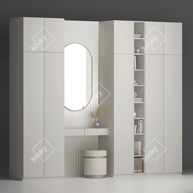 Elegant Vanity Set with Oval Mirror 3D model image 13