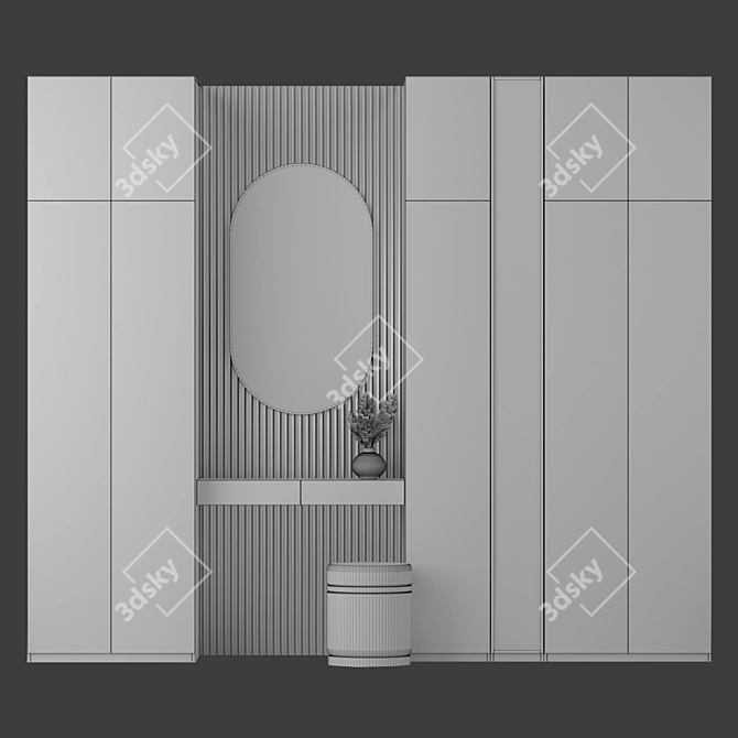 Elegant Vanity Set with Oval Mirror 3D model image 15