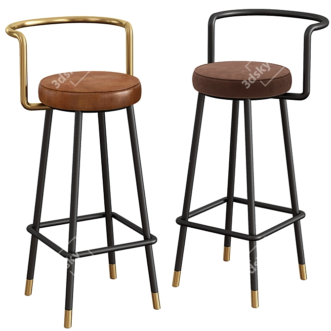 Sleek & Stylish Block-Ba Barstool 3D model image 1