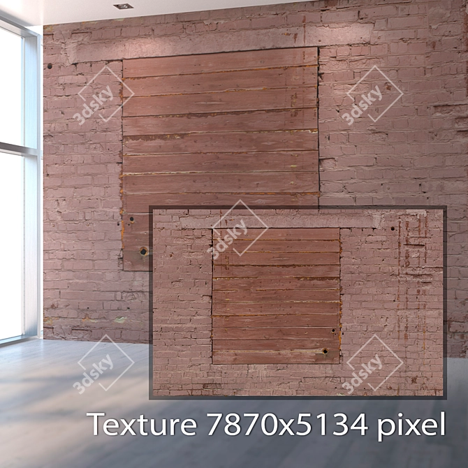 Title: Seamless Brick Wall with Opening 3D model image 2