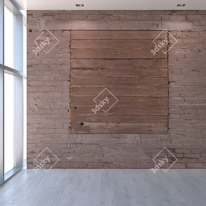 Title: Seamless Brick Wall with Opening 3D model image 5