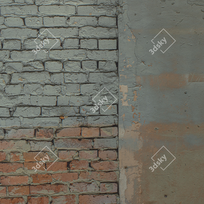 Vintage Brick Wall Texture 3D model image 4