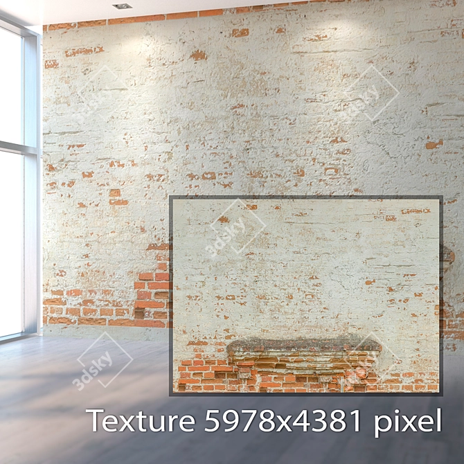 Vintage Brick Wall Texture - High Resolution 3D model image 2