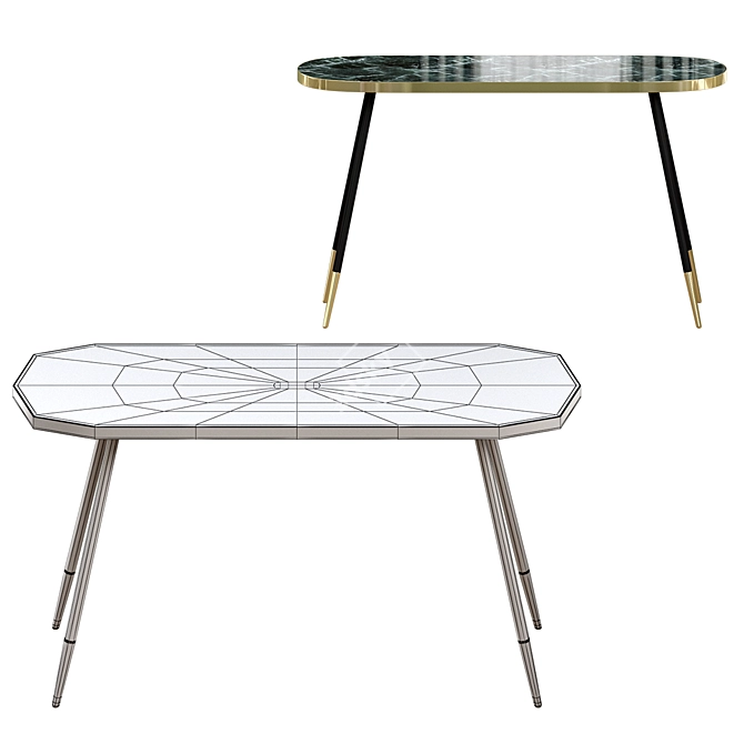 Elegant Bethan Gray Marble Coffee Table 3D model image 2