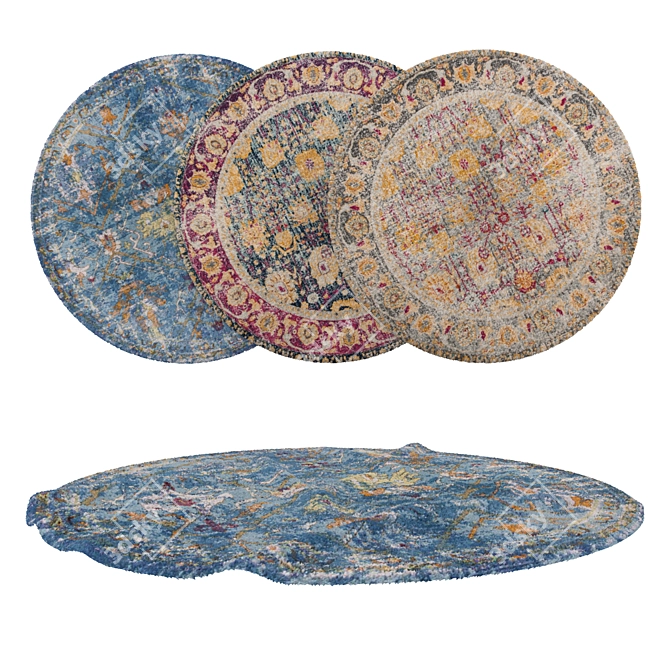 Round Carpets Set - Versatile Rug Collection for Any Perspective 3D model image 1