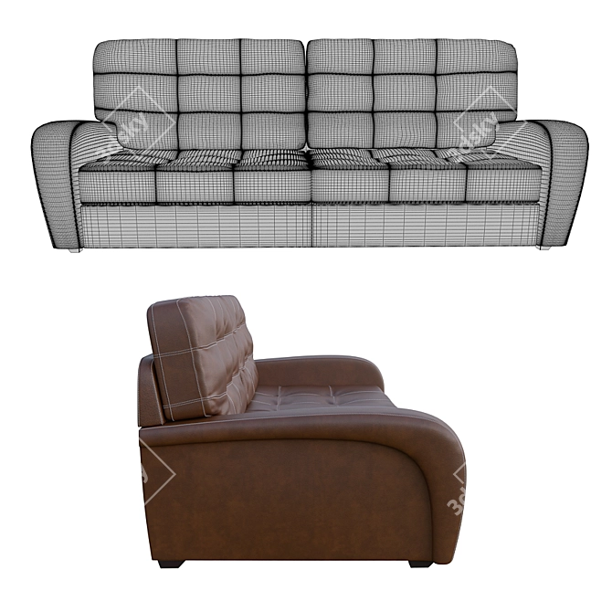 Contemporary Leather Stitched Sofa 3D model image 2