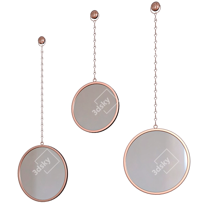 Elegant Copper Mirrors Set 3D model image 1