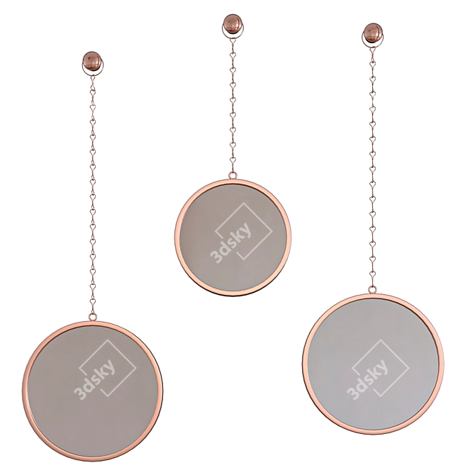 Elegant Copper Mirrors Set 3D model image 2