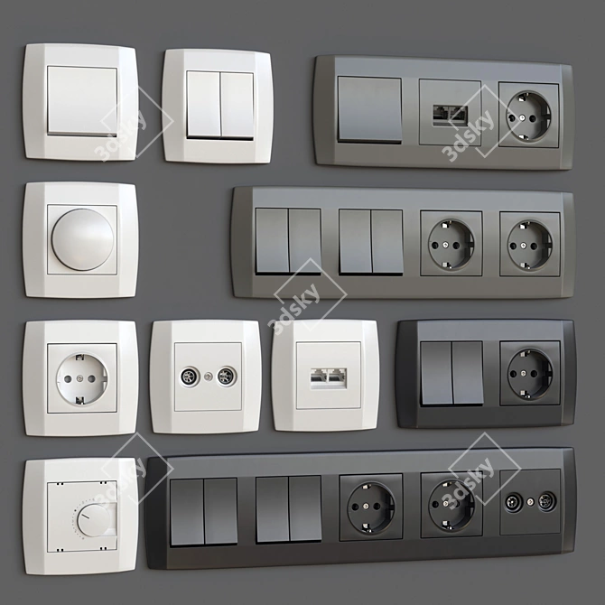 Modernize Your Home with Tem LOGIQ Wall Switches 3D model image 1