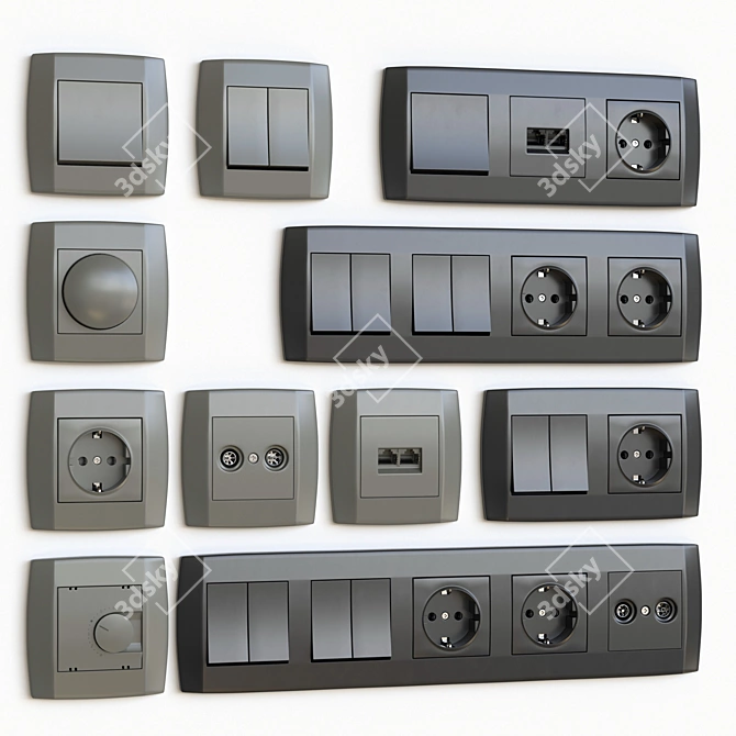 Modernize Your Home with Tem LOGIQ Wall Switches 3D model image 3