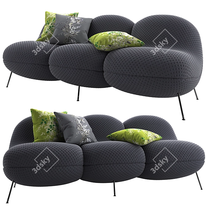 Cozy Comfort Sofa: JotJot baba-3seater 3D model image 1