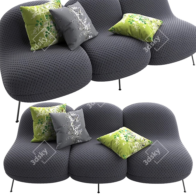 Cozy Comfort Sofa: JotJot baba-3seater 3D model image 4