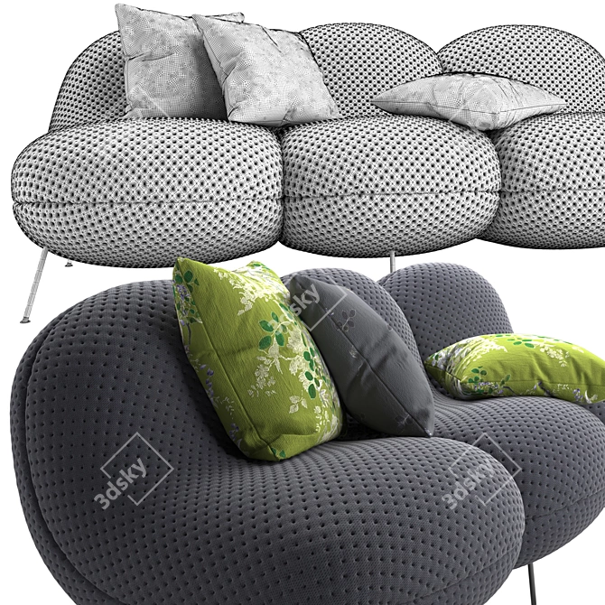 Cozy Comfort Sofa: JotJot baba-3seater 3D model image 5