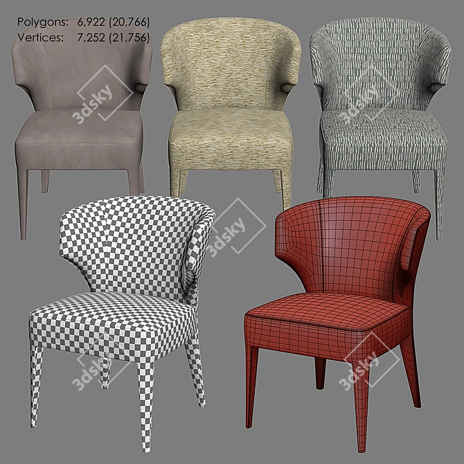 Luxurious Lapel Velvet Chair 3D model image 5