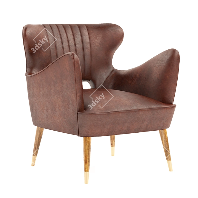 Sleek Leather Loveseat 3D model image 1