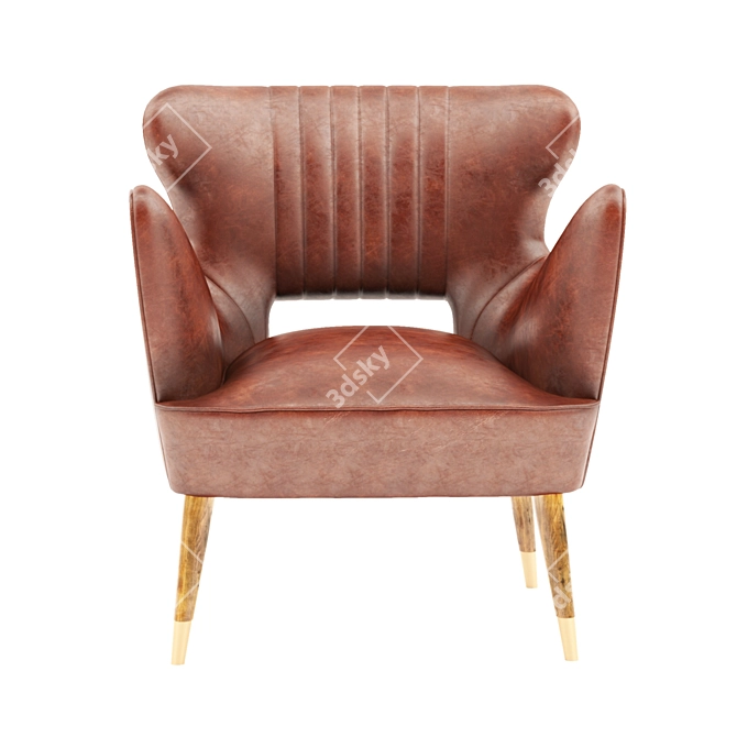 Sleek Leather Loveseat 3D model image 2