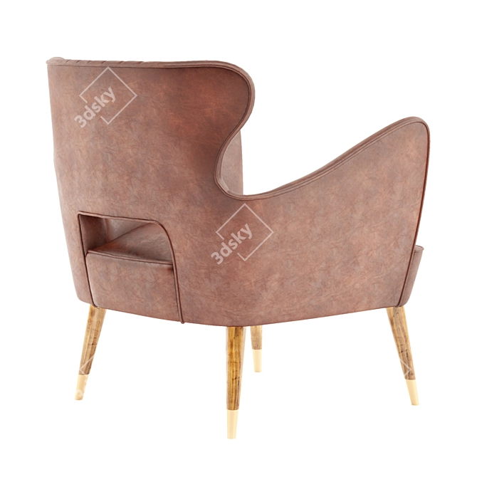 Sleek Leather Loveseat 3D model image 3