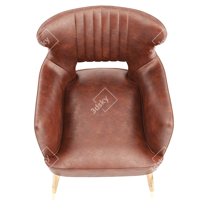 Sleek Leather Loveseat 3D model image 4