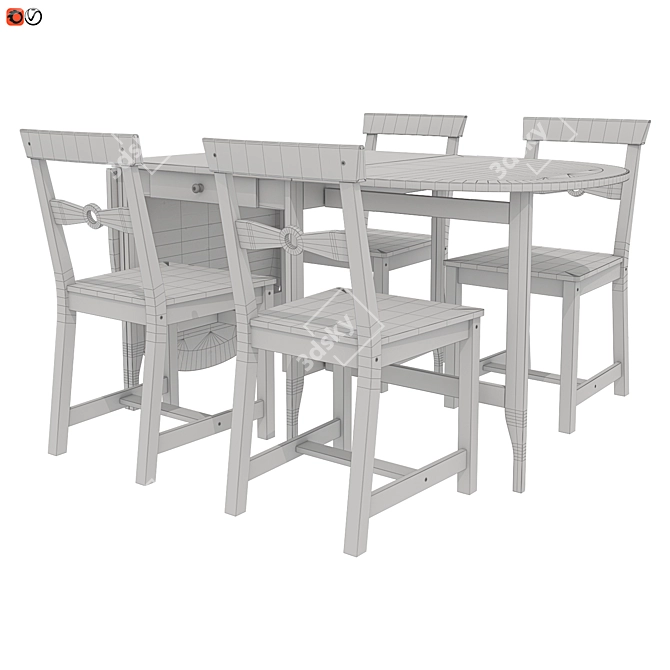 Vintage Style Dining Set - IKEA GAMLEBY 3D model image 3