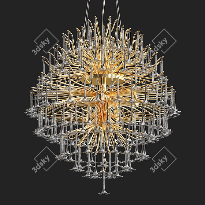 Gleaming Sphere Chandelier with Glass Drops 3D model image 1