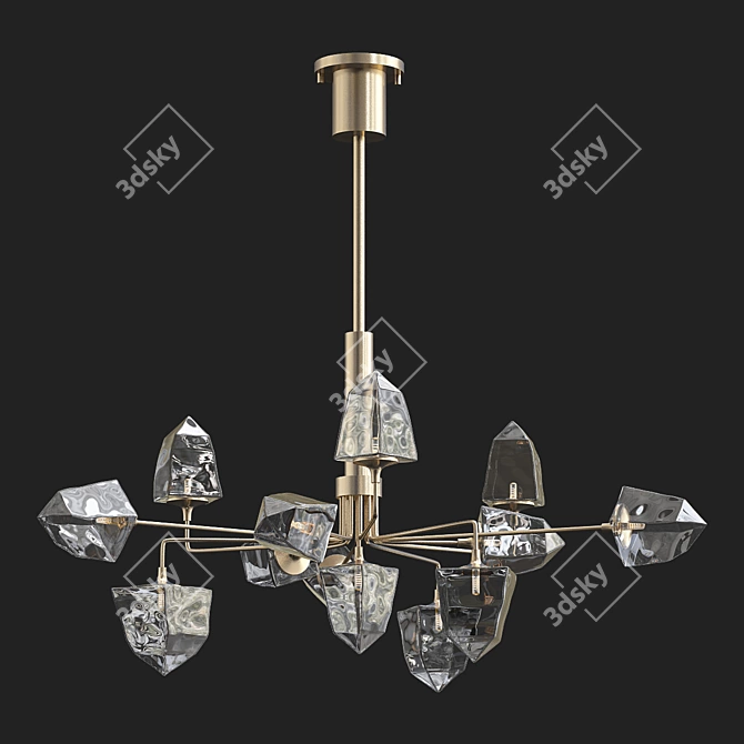 Frosty Modern Metal Chandelier 3D model image 1